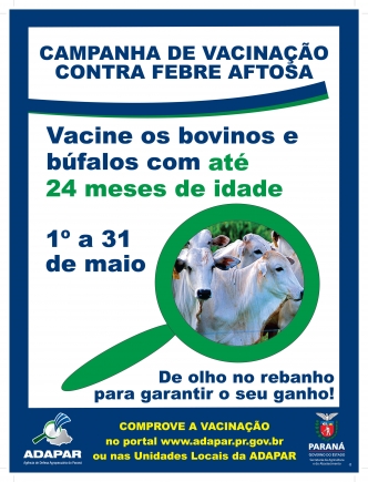 VACINAÇÃO CONTRA FEBRE AFTOSA TERMINA DIA 31 DE MAIO