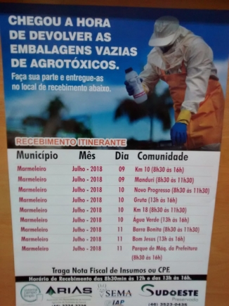 ENTREGA DE EMBALAGENS VAZIAS DE AGROTÓXICOS