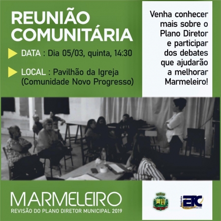 REVISÃO PLANO DIRETOR TERÁ MAIS UMA REUNIÃO COMUNITÁRIA