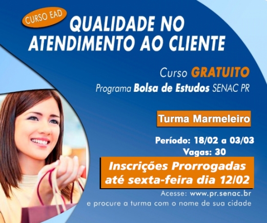 Inscrições para o Curso foram Prorrogadas até sexta-feira dia 12 