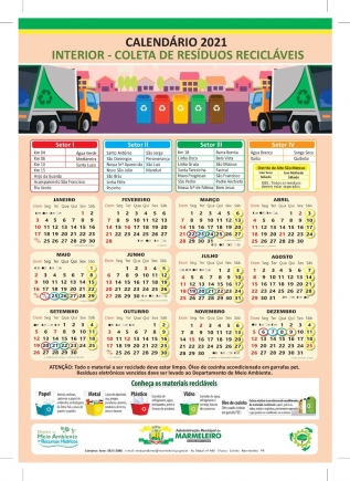  Calendário  Coleta de Lixo no Interior 