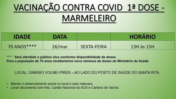 Vacinação de Idosos 70 anos