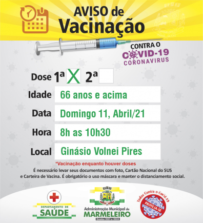 Vacinação 1ª Dose Idosos de 66 anos ou mais