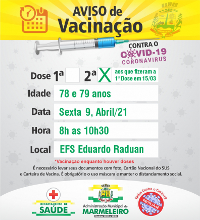 Vacinação 2ª Dose 78 e 79 Anos