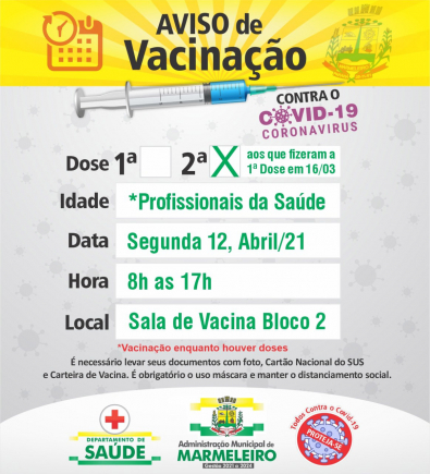Vacinação 2ª Dose Profissionais da Saúde 