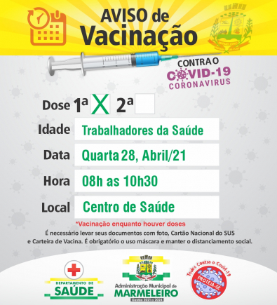 Vacinação COVID-19 1ª Dose Trabalhadores da Saúde