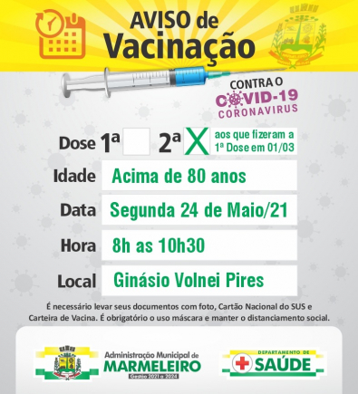 Vacinação 2ª Dose Idosos Acima de 80 anos