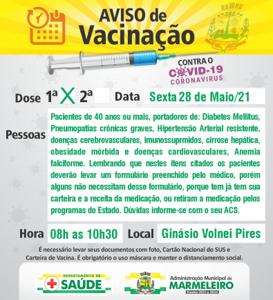 Vacinação COVID-19 1ª Dose para Pacientes com comorbidade de 40 anos ou mais