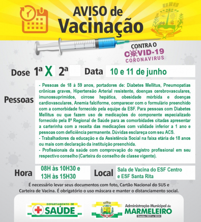 Vacinação COVID-19 1ª Dose Pacientes com Comorbidades de 18 a 59 anos