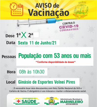 Vacinação COVID-19 1ª Dose População com 53 anos ou mais