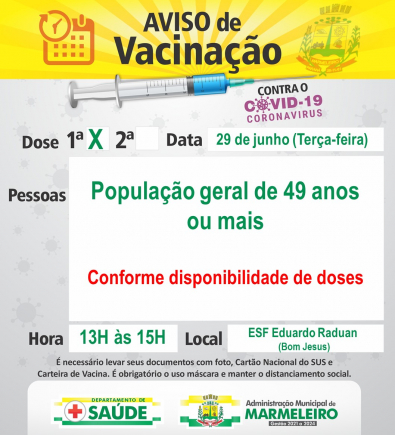 Vacinação COVID-19 1ª Dose População com 49 anos ou mais 