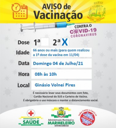 Vacinação COVID-19 2ª Dose 66 anos ou mais que vacinou em 11/04