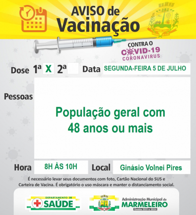 Vacinação COVID-19 1ª Dose População com 48 anos ou mais