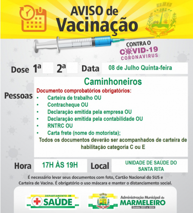 Vacinação COVID-19 Dose Única para Caminhoneiros 