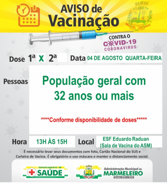 Vacinação COVID-19 1ª Dose População com 32 anos ou mais Interior