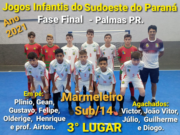 Equipe sub/14 fica em 3º lugar nos Jimsop´s