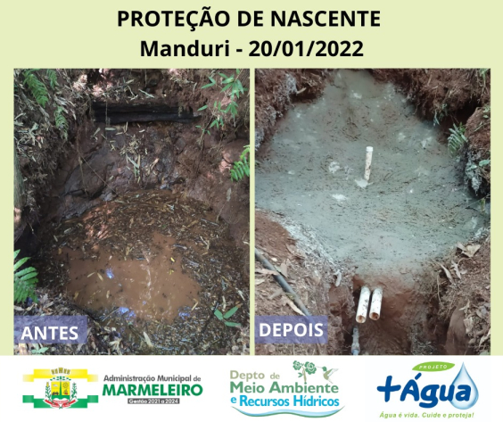 A Administração Municipal, através do Departamento de Meio Ambiente e Recursos Híbridos realiza projeto de proteção as nascentes 