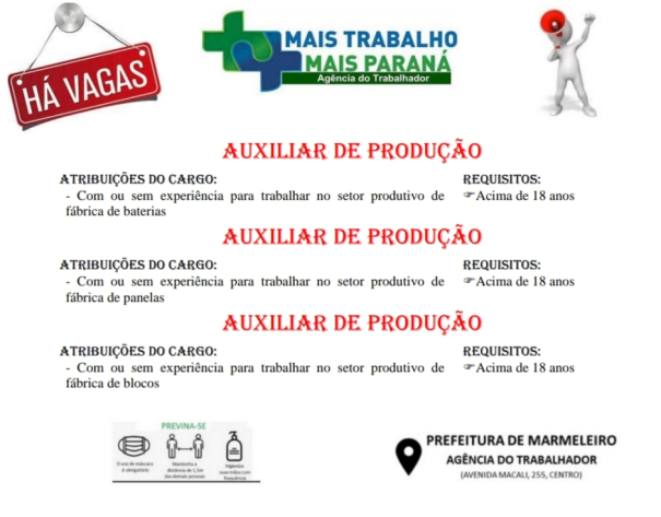 Vagas de empregos disponíveis 03-02-2022