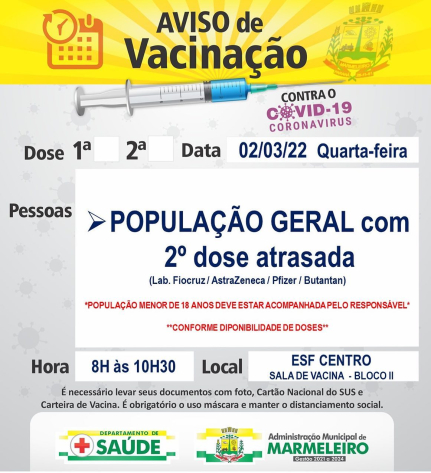 Vacinação COVID-19, para População geral com 2ª dose atrasada