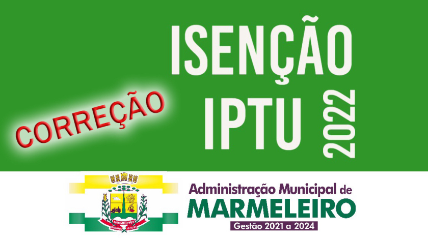 Correção da isenção de IPTU 2022