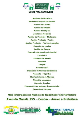 Agencia do Trabalhador Disponibiliza Oportunidades de Emprego