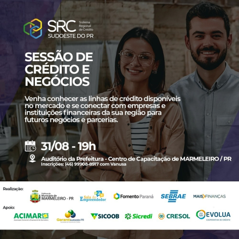 Empreendedores terão a Sessão de Créditos e Negócios