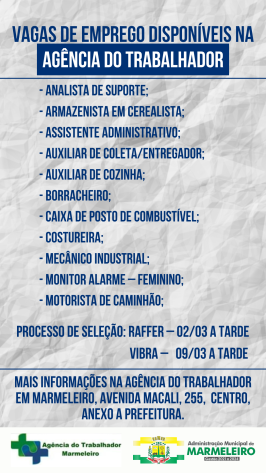 Vagas de Emprego Disponíveis na Agência do Trabalhador