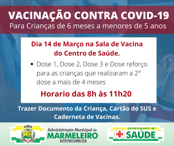 Vacinação de COVID-19 para Crianças de 6 meses a menores de 5 anos.