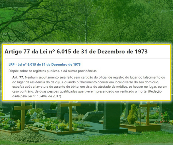 Lei exigirá certidão de óbito para Sepultamento