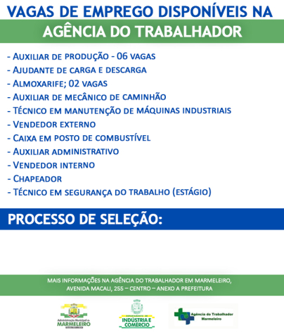 Vagas de Emprego Disponíveis na Agência do Trabalhador Dia 22/06