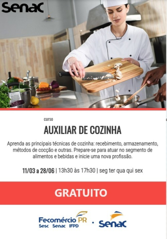 Curso Gratuito de Auxiliar de Cozinha