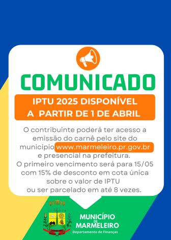 IPTU 2025 DISPONÍVEL EM ABRIL 