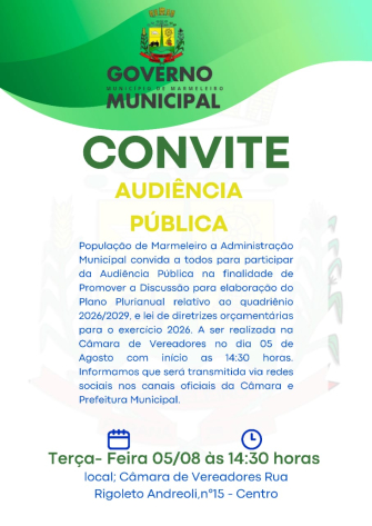 Governo Municipal convida para Audiência pública 
