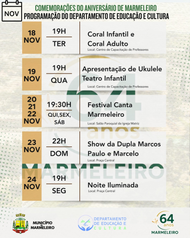 Confira a Programação da Semana do Município