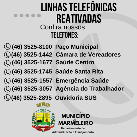 Administração Municipal Reativa as Linhas Telefônicas