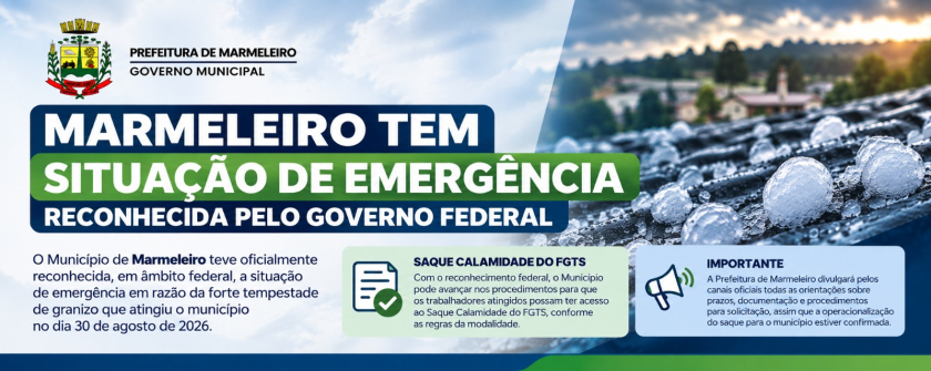 Marmeleiro tem situação de emergência reconhecida pelo Governo Federal após tempestade de granizo