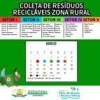 Coleta de Resíduos Recicláveis na Zona Rural no mês de maio