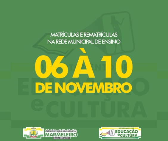 Datas para Matrículas e Rematrículas da Rede Municipal de Ensino